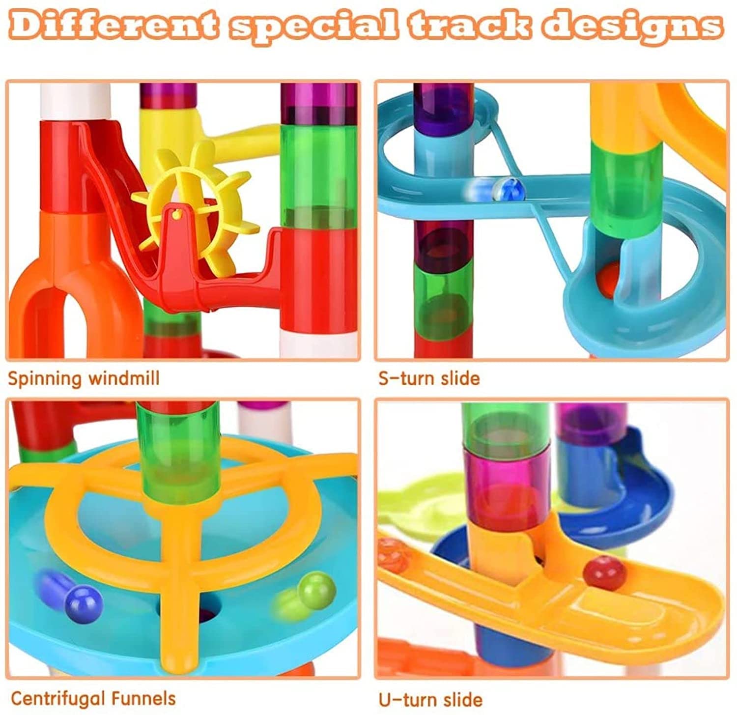 Marble Run, 135pcs Marble Maze Game Construction Building Toys for Kids, Marble Track Race Set STEM Learning Toys Gift for Boys Girls 3 4 5 6 7 8 9 10+