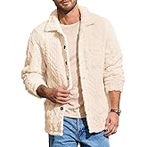 Yousify Mens Fuzzy Sherpa Jacket Fleece Casual Button Down Textured Coat Fall Winter Warm Outwear