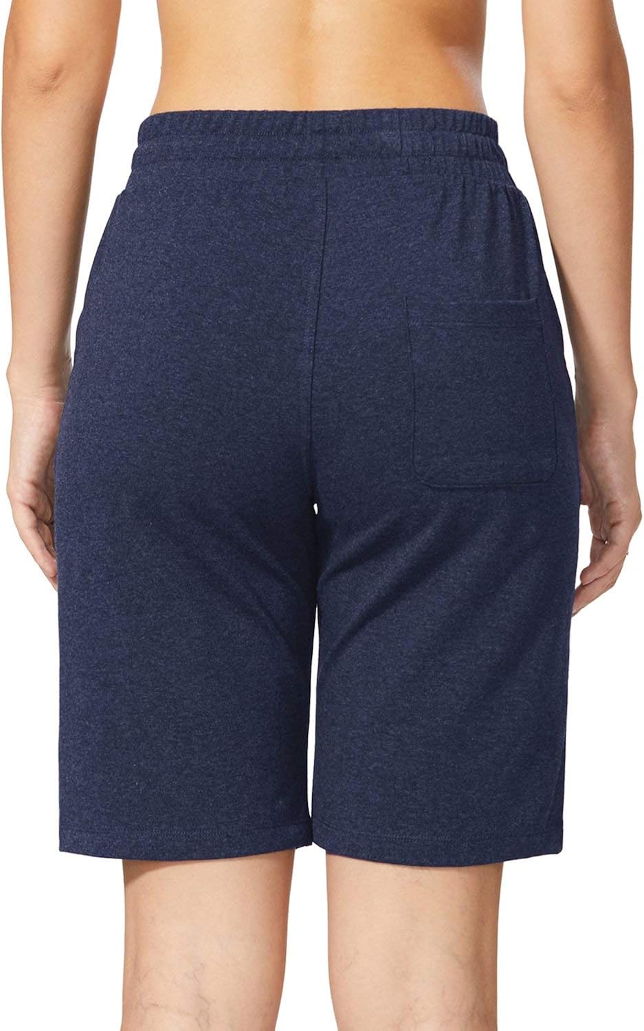 BALEAF Women's Bermuda Shorts Long Cotton Jersey with Pockets Athletic Sweat Walking Knee Length for Summer Workout : Clothing