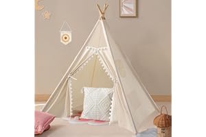 Sumbababy Kids Teepee Tent for Toddlers - Kids Play Tent Indoor Playhouse for Girls & Boys - Washable Tipi Tents Kids Boho Te