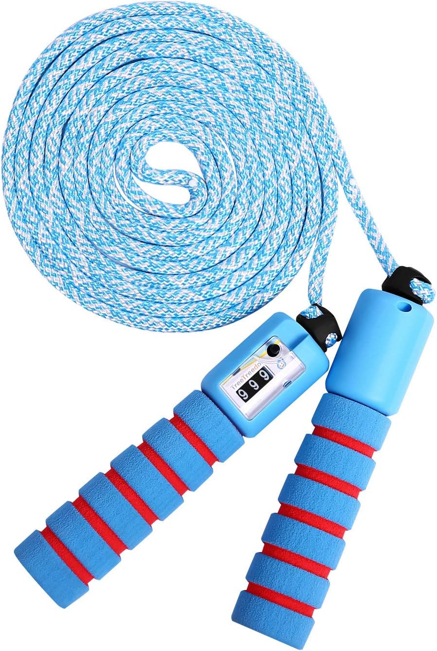 KONVINIT Skipping Rope for Children,Jump Rope Kids Adjustable with Counter and Comfortable Anti-Slip Handles Gifts for Boys and Girls Blue