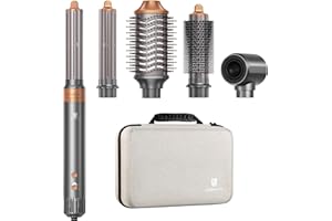 WEBEAUTY Hot Air Brush Hair Styler, 6 in 1 Hair Dryer Brush Auto Wrap Curlers Frizz-Free Styling Tool for All Hair Types Fast Drying, Curling, Smoothing, Volumizing & Straightening with Travel Storage Case