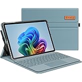 Fintie Case for Microsoft Surface Pro 12 Inch 1st Edition (2025), Multiple Angle Viewing Portfolio Business Cover with Pocket & Stylus Holder, Compatible with Type Cover Keyboard (Ocean Blue)