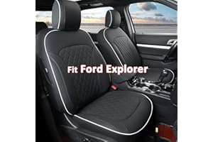 GIANT PANDA Pu Leather 7 Seats Car Seat Covers Full Set Custom Fit Ford Explorer 2016 2017 2018 2019 XLT,Limited,Platinum,Sport,Base,3 Row Model with Second Row 40/60 Split Seats- (Black)