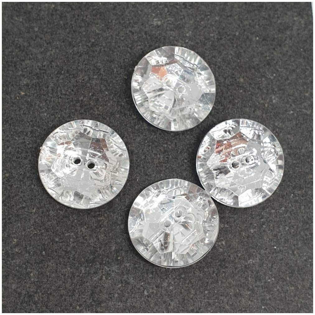 MajorCrafts® 40pcs 15mm Crystal Clear Faceted Acrylic 2 Hole Sewing Buttons Craft Embellishments