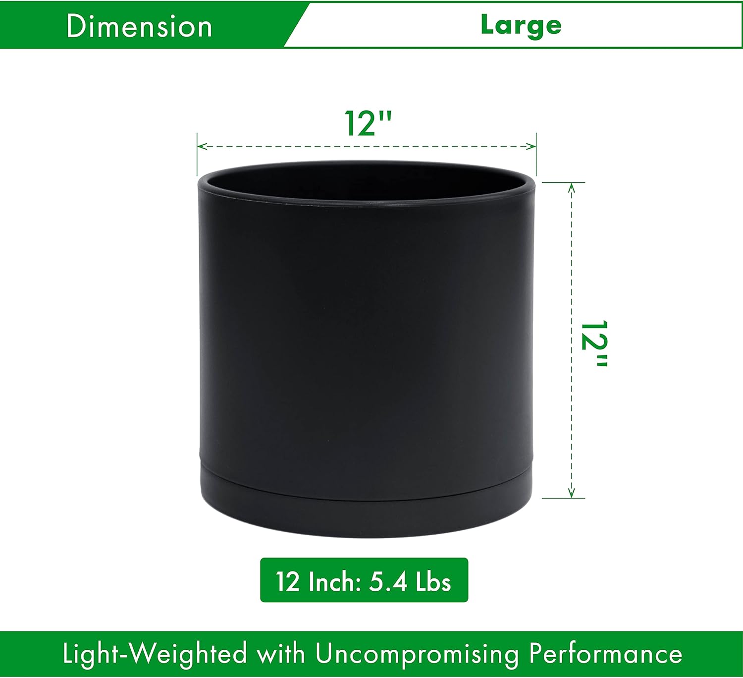 12 Inch Black Plastic Planter Pots for Plant Pot with Drainage Hole and Seamless Saucers, 74-O-L-2 : Kitchen & Dining