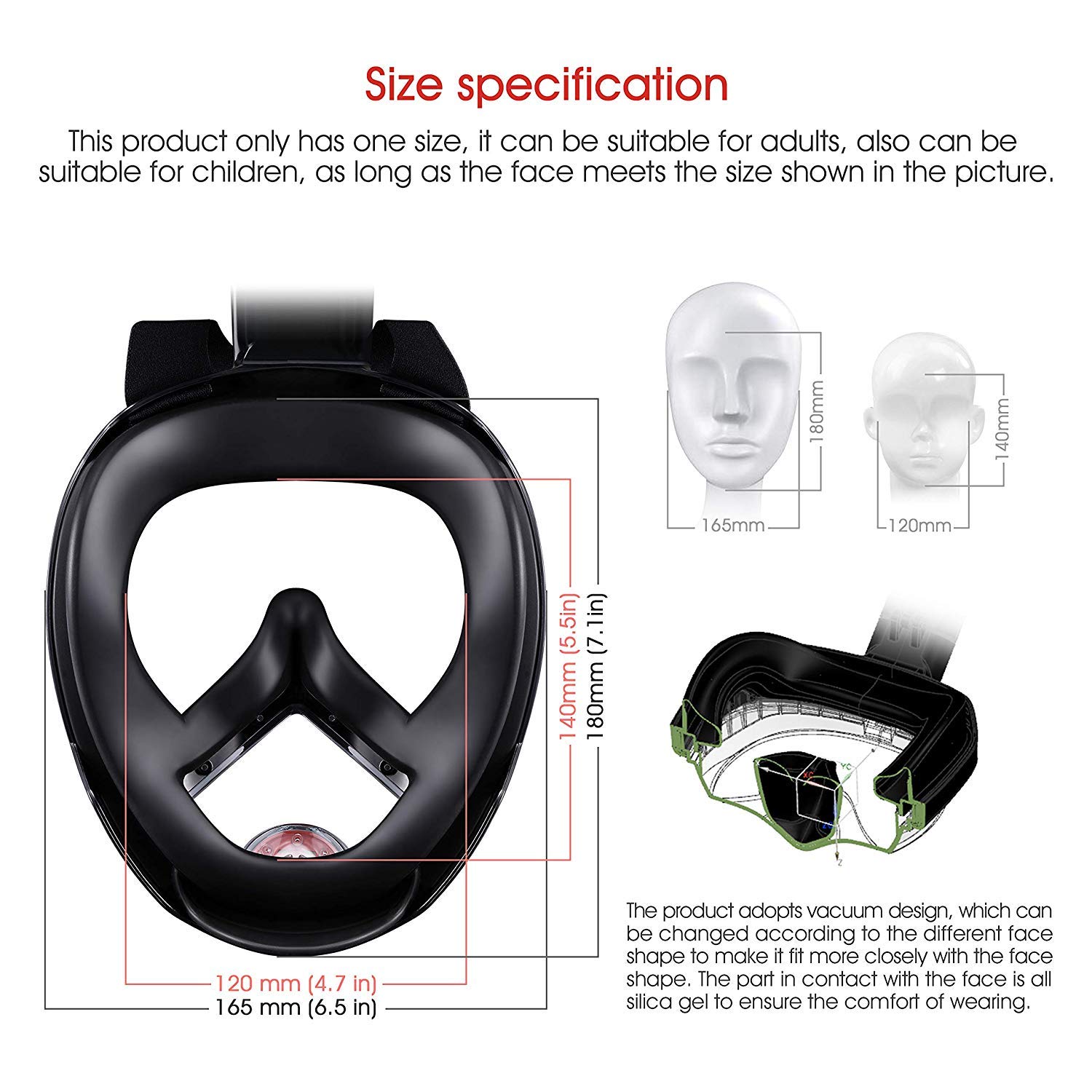 Wirezoll Snorkel Mask, One Size Full Face Diving Mask with GoPro Mount for Adults & Kids - Safe Snorkeling Experience/180° Panoramic View/Easy Breath/Anti-Fog/Anti-Leak