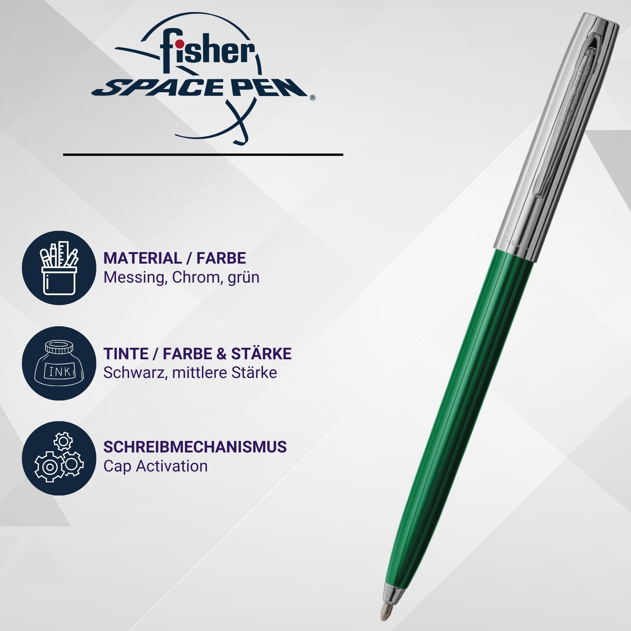 Fisher Space Pen Capomatic 775GR Kugelschreiber (Schreibt im Weltall, unter Wasser und bei extremen Temperaturen) chrom/grün 5