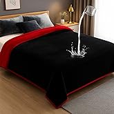 Tisancy Love Waterproof Red and Black Bed Blanket 80'' x 60'' with a Storage Bag, Double Sides Flannel 3 Layer Lightweight Twin Size Blanket Mattress Protector