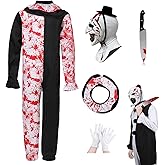 Varuotu 5PCS Art Clown Costume Adults Terrifying Clown Mask Men Halloween Outfits Killer Cosplay Scary Props