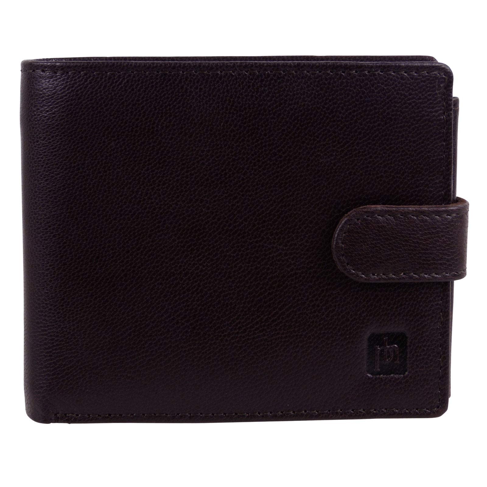 Prime Hide Leather Mens Tri-Fold Coin & Card Wallet - Brown