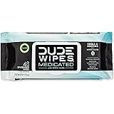 DUDE Wipes Medicated Flushable Wipes, Fragrance Free Wet Wipes with Witch Hazel, Vitamin E & Aloe, 48 Count