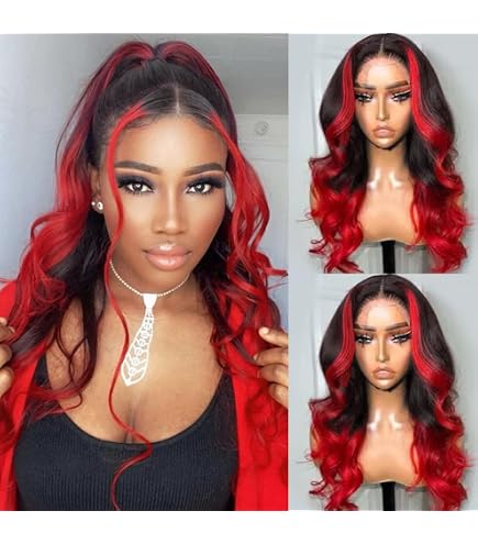 Amazon.com : Zikria Skunk Stripe Wave Wig Ombre Lace Frontal  display picture 3