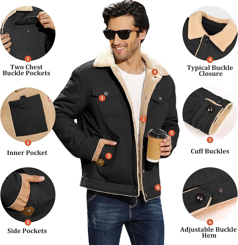 Chaqueta Hombre Invierno Chaqueta Forro Borrego — foto 3 de 6