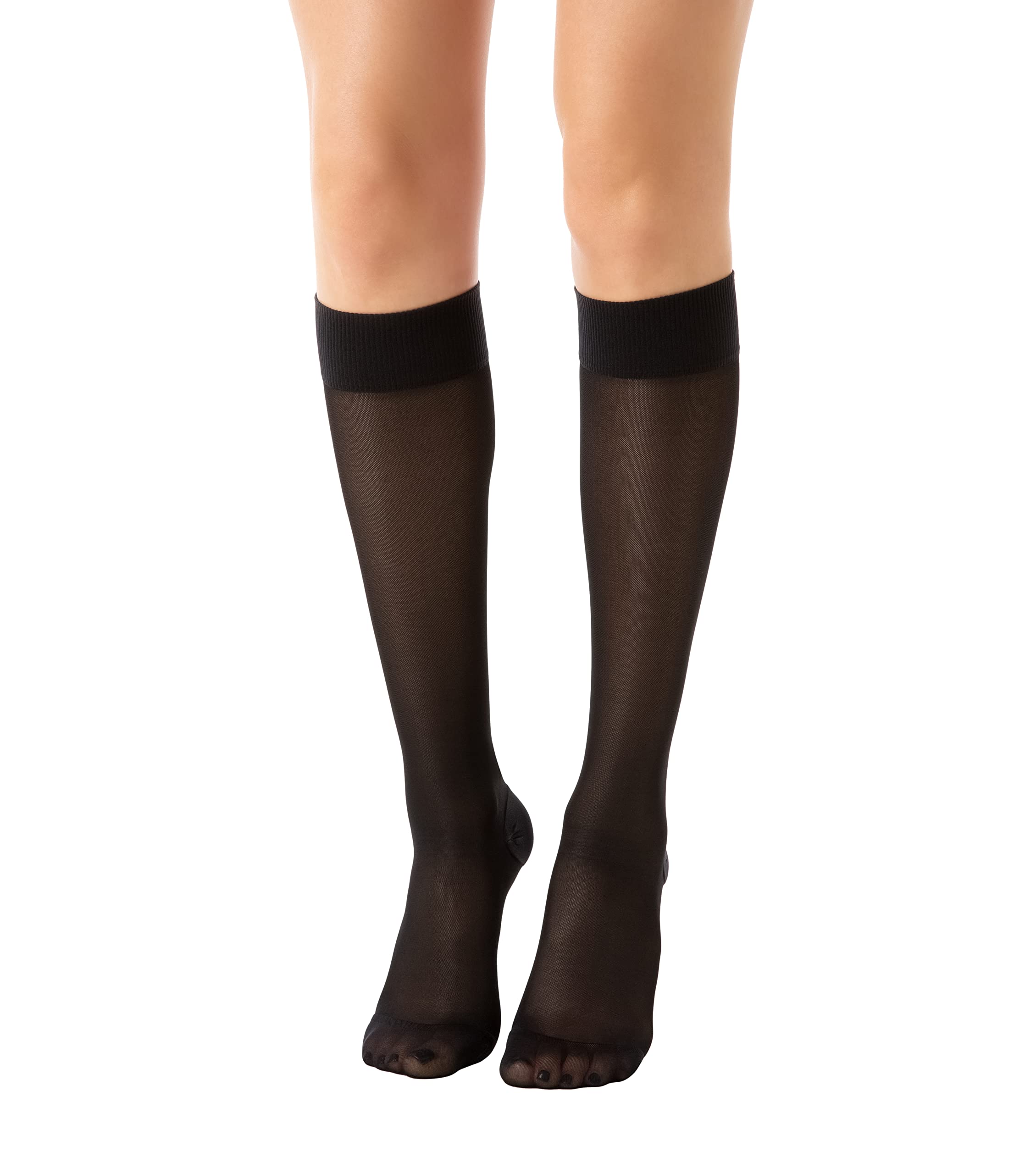Relaxsan Basic 850P (1 Pair - Black 5/XXL) Compression Socks for Women, Knee High Socks 22-27 mmHg
