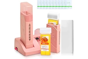 2-IN-1 Roll on Wax Kit, Seopri Double Wax Roller Kit for Hair Removal, Honey Roller Waxing Kit with 2 Wax Cartridge, 100 pcs Wax Strips, 6 Pre- and post-wax treatment wipes