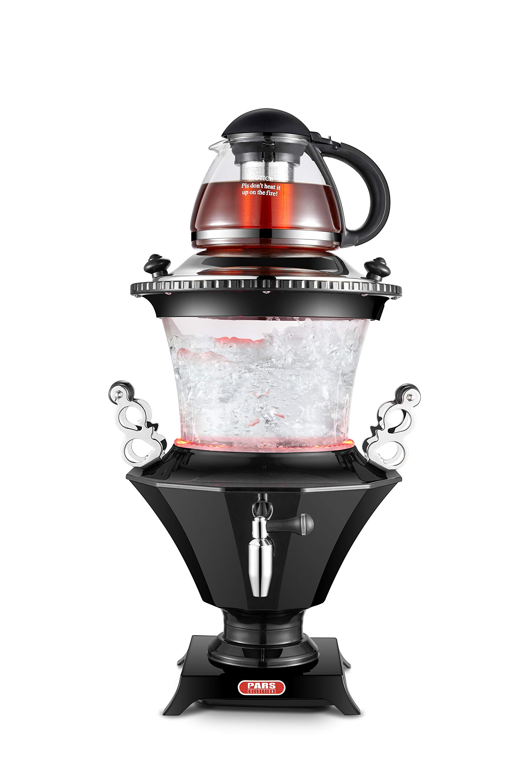 New 2019 Modern Electric Glass Samovar Tea Maker, Stainless Steel Lid
