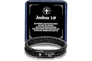 Alissl Men's Leather Bracelet with Cross Bible Verse, Double Layer Black Leather Bracelet for Men, Christian Religious Inspirational Gift for Him Men Dad Husband Boyfriend Grandson Son