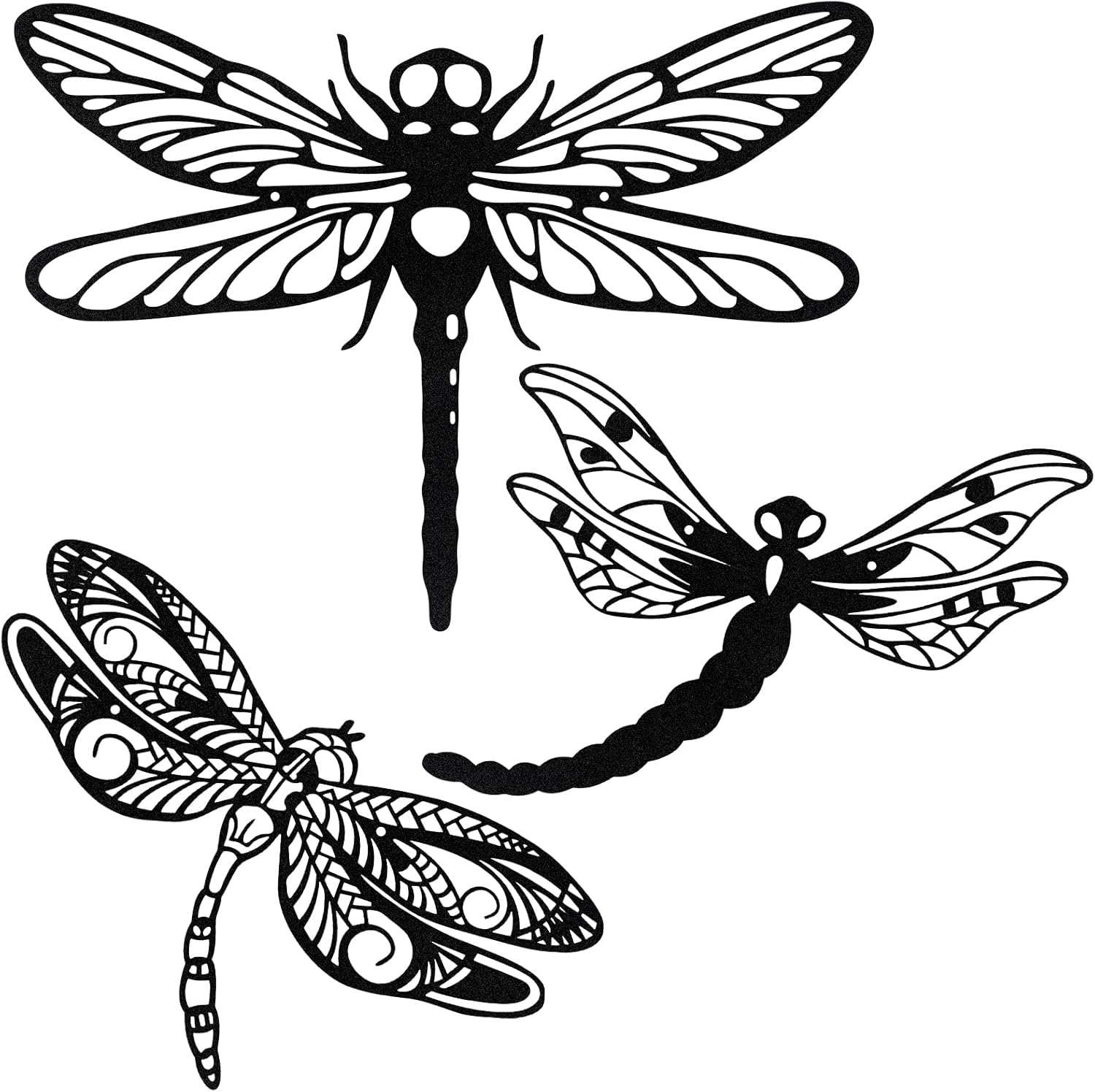 Plaques & Wall Art - Moxweyeni 3 Pieces Metal Dragonfly Wall Decor Outdoor Dragonfly Garden Art Metal Indoor Outdoor Fence Outside Hanging Decorations for Home, Living Room, Bedroom, Yard, Patio, Porch