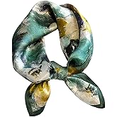 Aufeel 100% Real Mulberry Silk Women Small Square Neck Scarfs 21" Lightweight Headscarf Printed Neckerchief Gift Packed