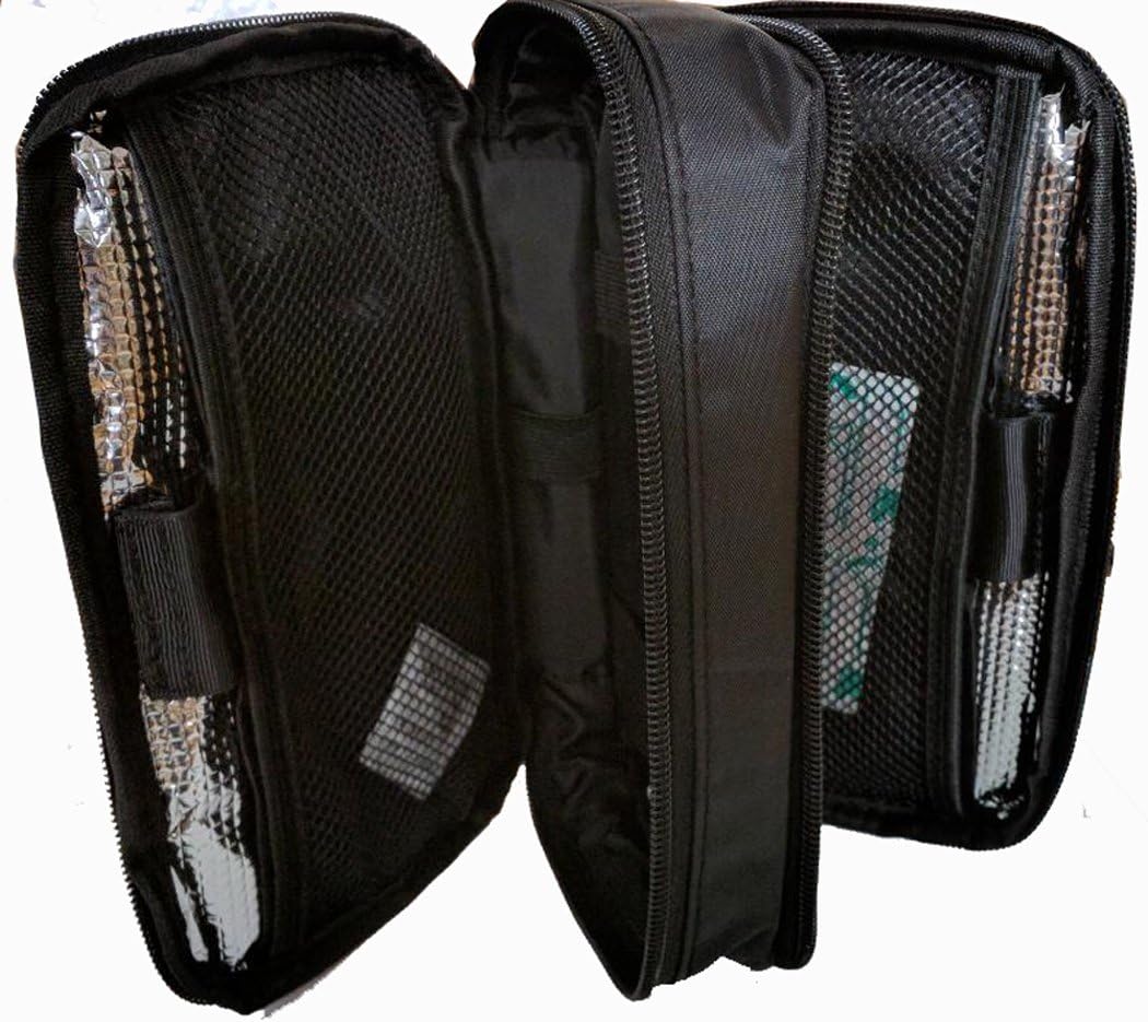 Double Bag Diabetic Travel Organizer Cooler Bag-for Insulin,Supply Kits,W2x/ice Pack Included - (Black): Health & Personal Care