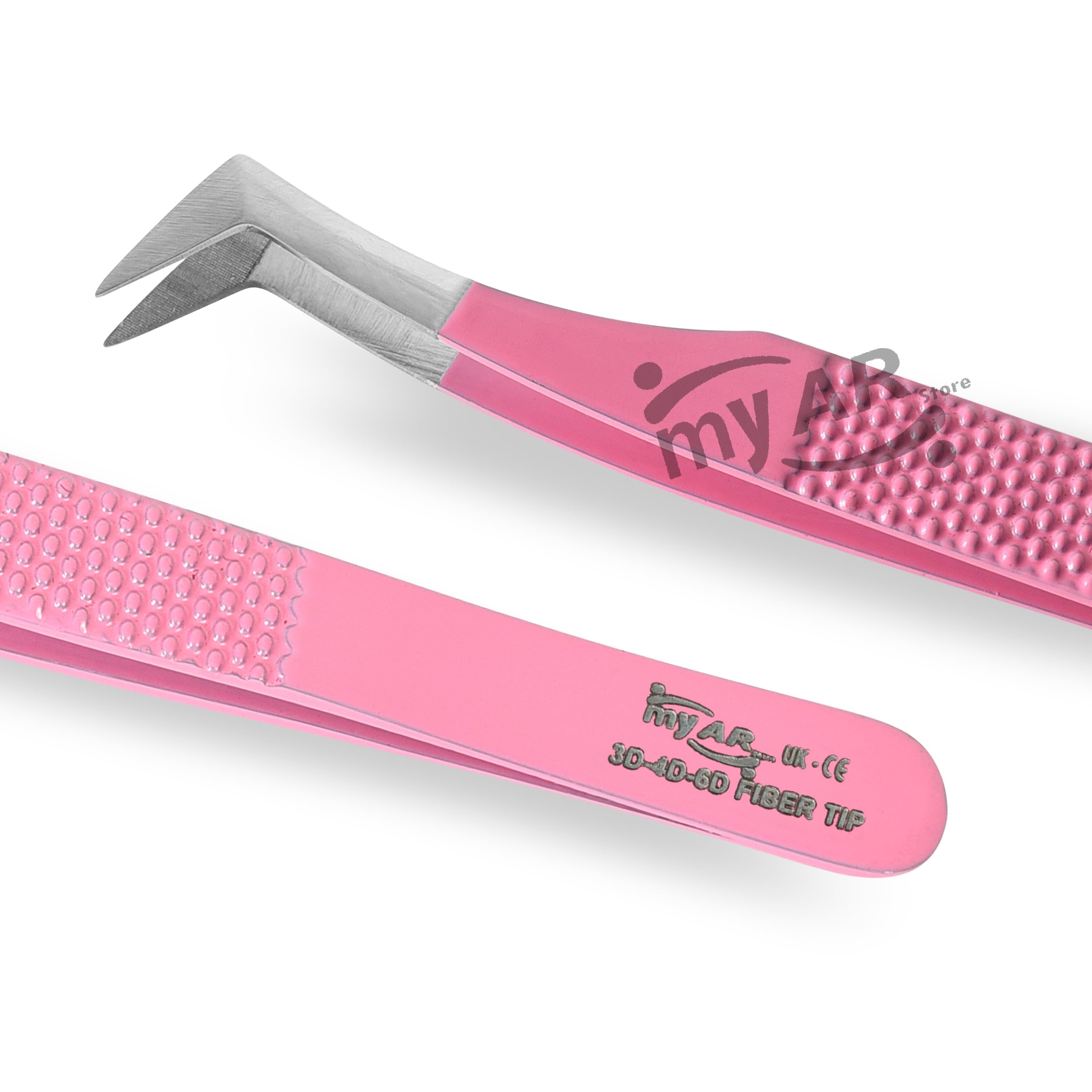 MY AR Store Fiber tip Lash Eyelash Extension Tweezers, Japanese Stainless Steel Lash Tools Straight Curved 45 90 Degree Angled Tip, Russian Volume Tweezers Precision (Pink) (L-Shape Volume Tweezers)