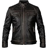 Cuir Jackets Diamond Style Men's Real Lambskin Leather Jacket - Casual Quilted Café Racer Vintage Motorcycle Jacket Men