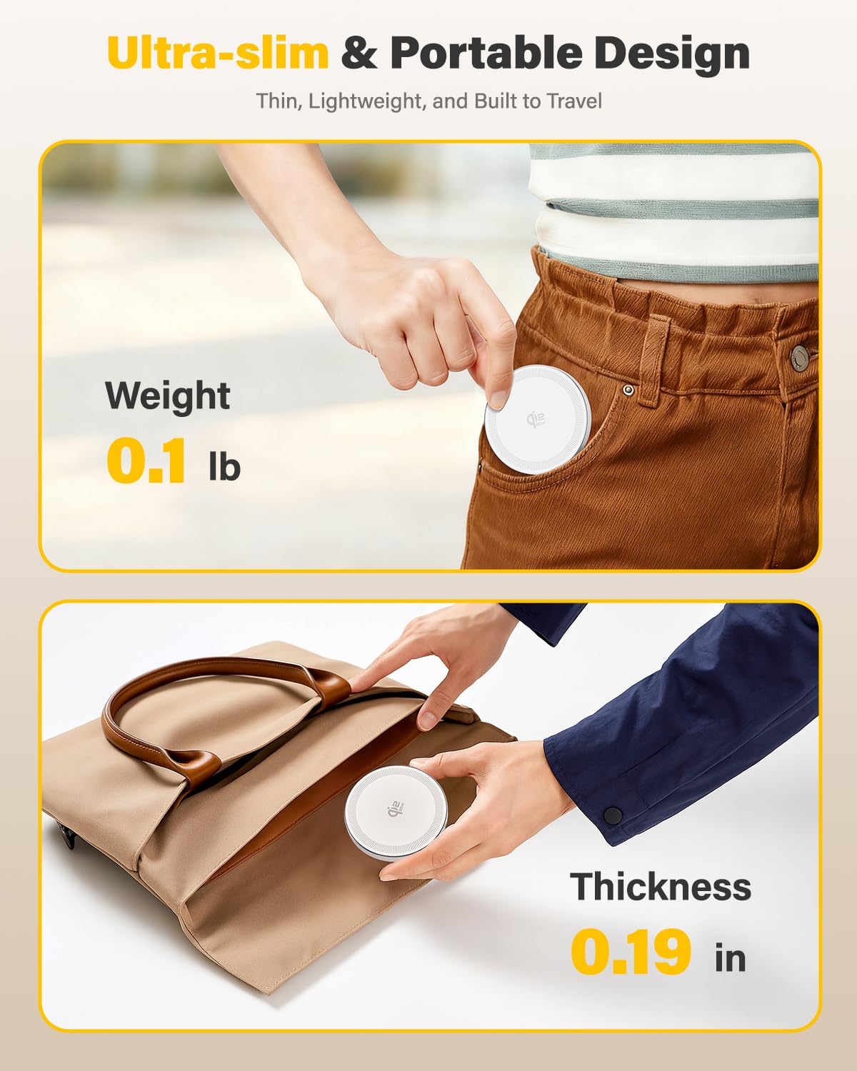 25W Wireless Charger for MagSafe, Qi2.2 Magnetic Fast Charging Pad for iPhone 17/16/15/14/13/12 Series & AirPods, Strong Magnet, Ultra-Thin & Portable Charger Mat for Travel Home Office(White, 2Pack)