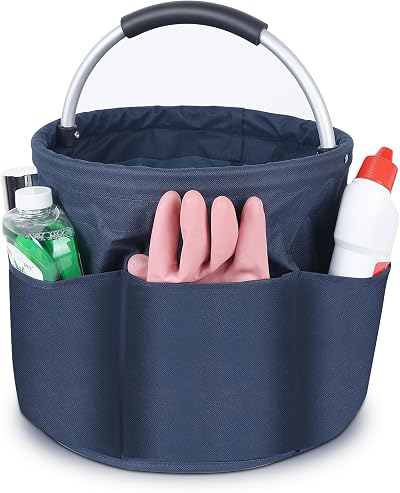 Opopark 17L Collapsible Bucket Tool Bag Navy Blue with Multiple Pockets