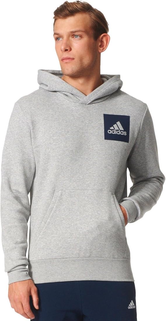 adidas Men Hoodie Running Essential Logo Training Grey Modern Hood at
