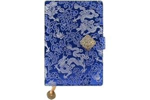 Aisi Mily Exquisite Notebook Chinese Yun Brocade Notebook Silk Hardcover Diary Journal Sketchbook Travel And Thought Blank Book-Silver Dragon