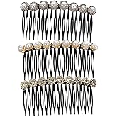 SAFIGLE 3pcs Pearl Decorative Hair Combs for Women:Hair Side Combs for Bridal Wedding Party Daily - Pearl and Rhinestone Tousle Accessories for Various Hairstyles for Friends and Family