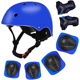Color Gradient Adjustable Kids Bike Helmet with Knee &amp; Elbow Pads Set | Multi-Sport Safety Gear for Boys &amp; Girls Ages 5-14 | Skateboarding, Scooters, Roller &amp; Inline Skating, Longboarding