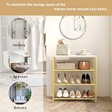HOME BI 4-Tier Metal Shoe Rack with MDF Top Gold Storage Organizer view 6