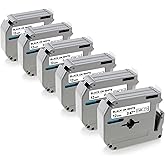 6-Pack M-K231 M Tape Compatible Label Tape Replacement for Brother P-Touch M231 MK231 M-231 M-K231S 12mm 0.47'' White Work with Brother Ptouch PT-65 PT-M95 PT-90 PT-70 PT-80 PT-70BM PT-45 Label Maker