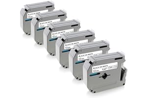 XINSIN 6-Pack M-K231 M Tape Compatible Label Tape Replacement for Brother P-Touch M231 MK231 M-231 M-K231S 12mm 0.47'' White Work with Brother Ptouch PT-65 PT-M95 PT-90 PT-70 PT-80 PT-70BM PT-45 Label Maker