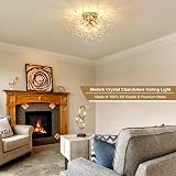 Rayofly Modern Crystal Chandelier Ceiling Light Gold 6 G9 Sockets Flush Mount view 2