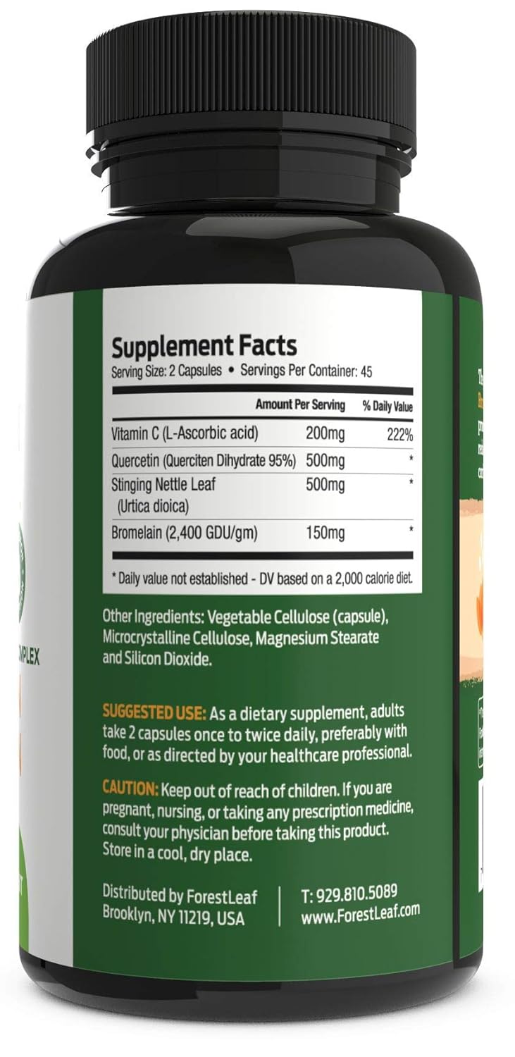 Advanced Sinus and Allergy Relief Supplement Quercetin Bromelain with