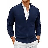 Runcati Mens Full Zip Cardigan Sweater Casual Mock Neck Cable Knitted Winter Chunky Sweaters