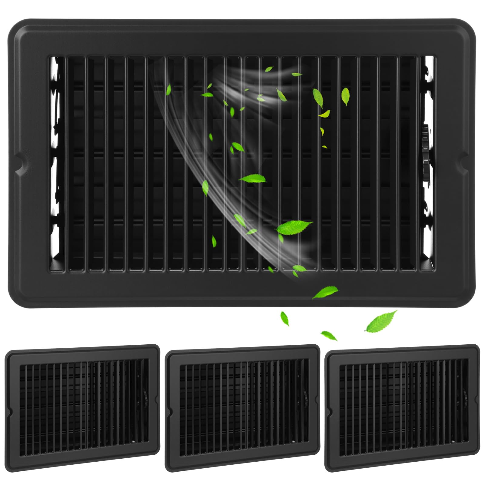 Photo 1 of Fumete 2 Pcs 6 x 10'' Black Floor Vent Covers Heavy Duty Floor Register Metal Heat Vent Covers with Rust Proof Finish for Home Floor Heater