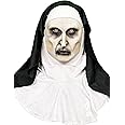 raveree 2025 Full-Head Latex Nun Mask for Halloween – Perfect for Cosplay and Party Props，Scary Nun Outfit for Haunted House Events，Sinister Nun Costume for Horror-Themed Parties