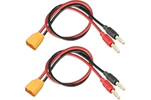 WOODGUILIN XT90 Connector Plug，XT90 Connector Male Plug to 4mm Banana Plugs Battery Charge Lead Adapter,with 12AWG 30CM Connector for Lipo Battery Charge (2 Pack XT90)