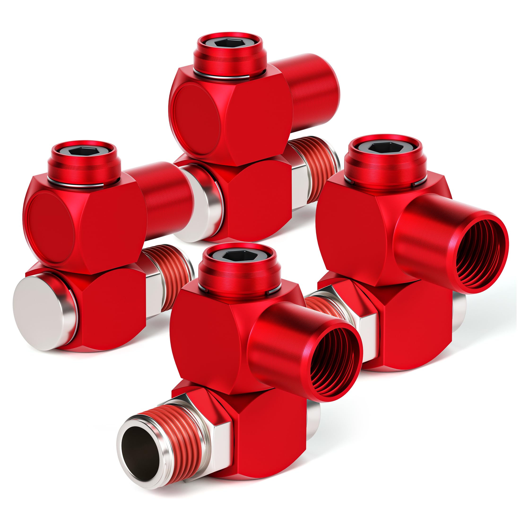 TAILONZ PNEUMATIC Blue 1/4 Inch Air Tool Swivel Fitting 360 Degree Swivel Air Hose Connector Industrial Swivel Portable Air Tool Adapter（Pack of 4）