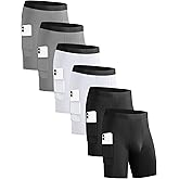 HovSiyla 6 Pack Compression Shorts with Pocket Men Sports Workout Performance Athletic Running Underwear Shorts Spandex