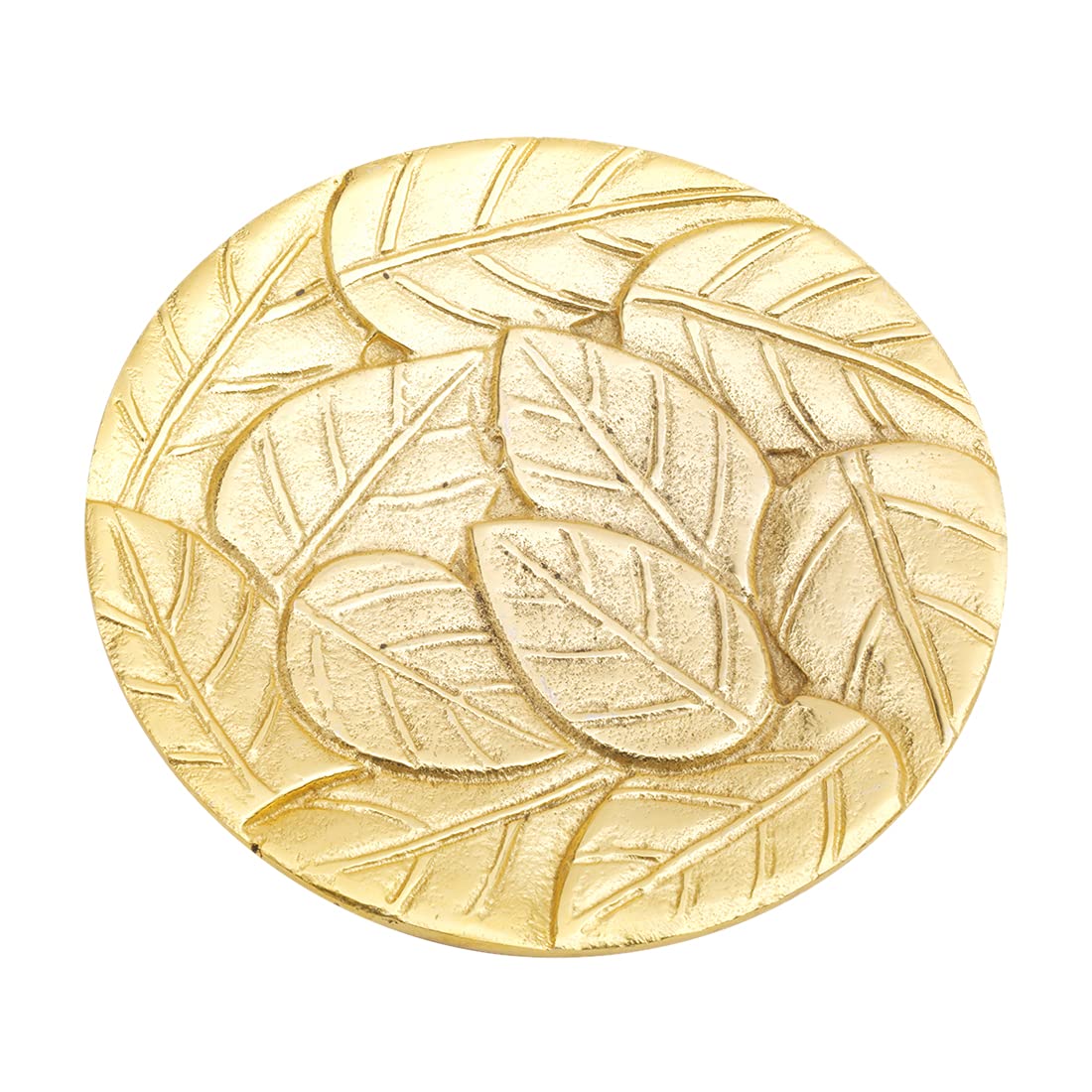 NKlaus Rustic Candle Plate Leaf Bowl Ø14cm Aluminium gold Coaster Decoration 10351