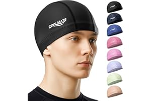 COOLMATE Fabric Swim Cap for Adult Women Men Kid 3 4 6 8 14 16, Silicone Water Resistant Layer, Cloth Swim Cap Gifts for Swimmers, Lightweight for Pool, Lap Swimming (1 pc)