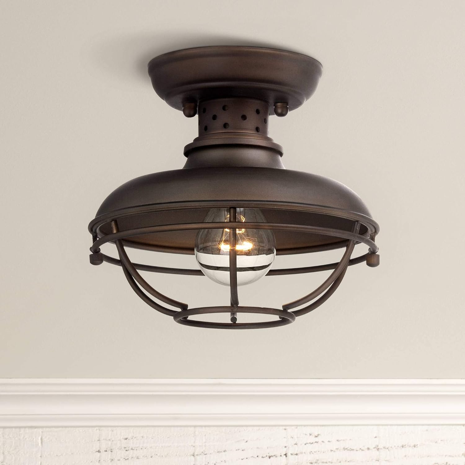 Franklin Park Rustic Outdoor Ceiling Light Fixture Bronze 8 1 2