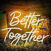 Better Together Neon Sign for Wall Decor, Better Together LED Light gift for Birthday Party, Wedding Engagement Anniversary Bridal Shower Backdrop Decororations, 16.5 x 12.4 inch.