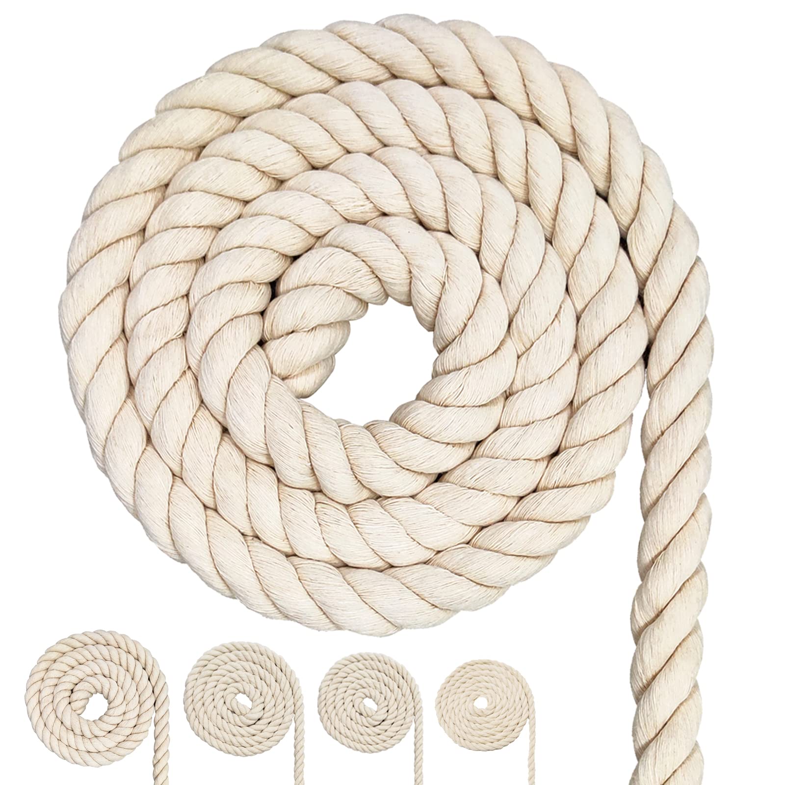 FORBELL Macrame Yarn Rope, Many Sizes, Cotton Rope for DIY Crafts, Gifts (20 mm (2 m)),Beige — image 1