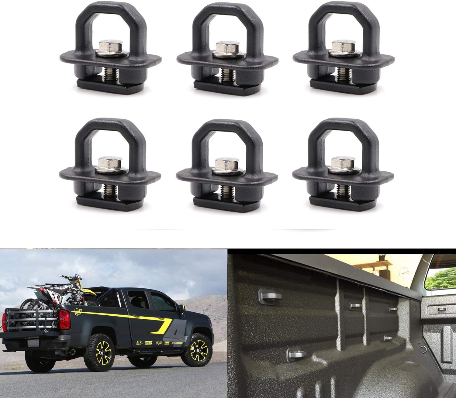 Tie Down Anchors DZ97903 Truck Bed Side Wall Anchors Hook Ring for 2007-2018 Silverdo/Sierra, 2015-2018 Colorado/Canyon 6pcs